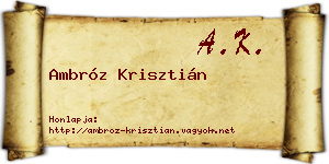 Ambróz Krisztián névjegykártya