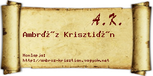 Ambróz Krisztián névjegykártya